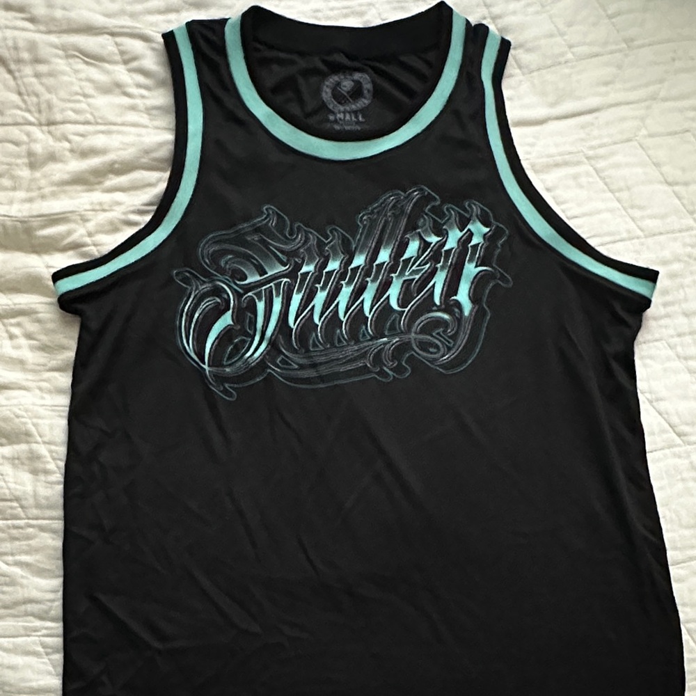 Sullen Men's Black Tank Top with Teal Accents